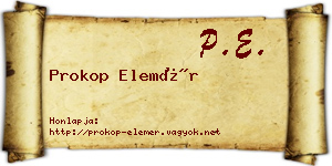 Prokop Elemér névjegykártya