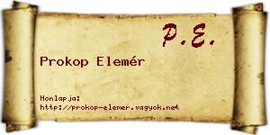 Prokop Elemér névjegykártya